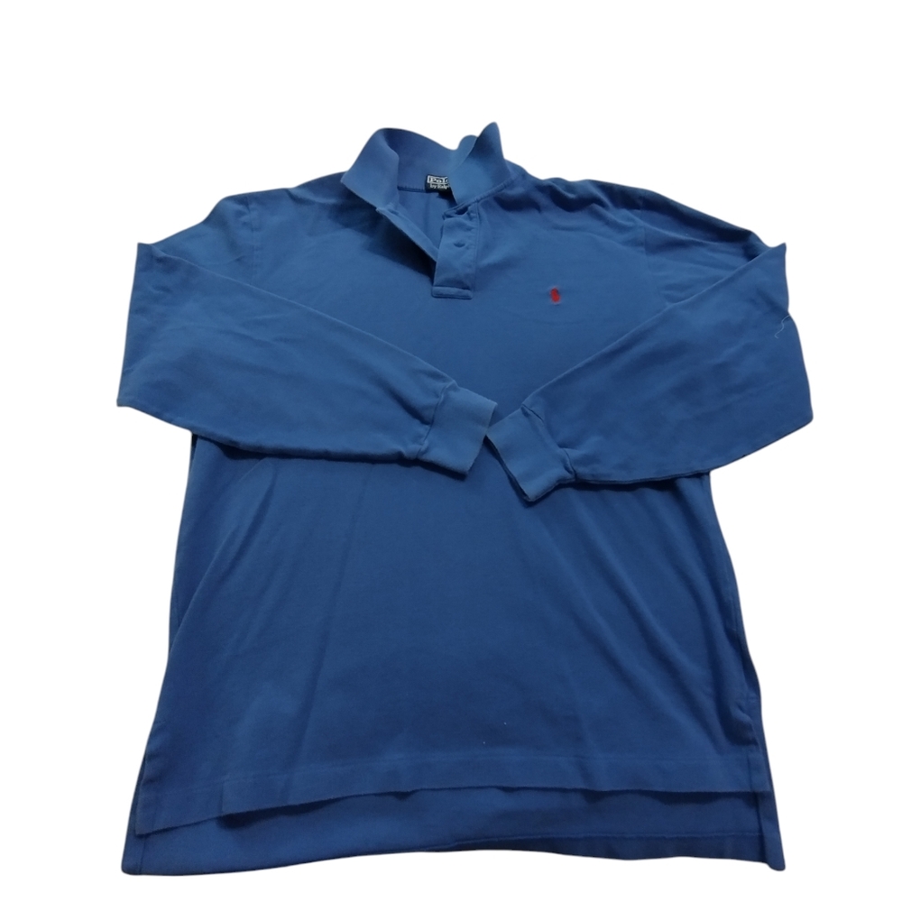 💚 Ralph Lauren Polo Blue Polo Shirt Pullover Collar Long Sleeve Medium
